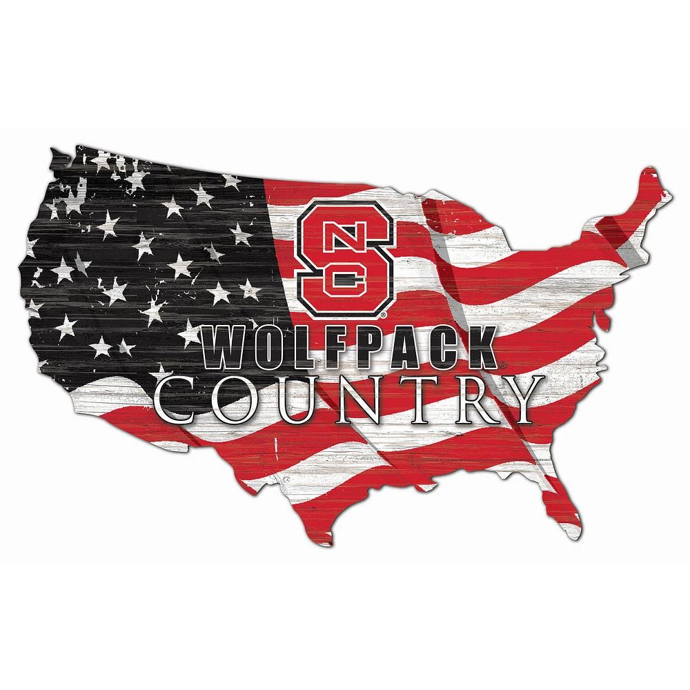 NC State Wolfpack USA Flag Cutout Sign