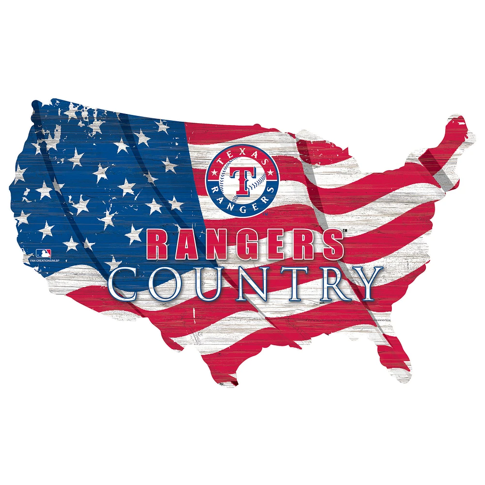 Texas Rangers USA Flag Cutout Sign