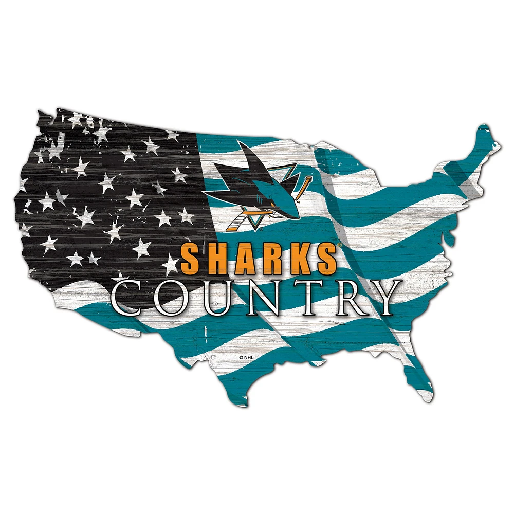 San Jose Sharks USA Flag Cutout Sign