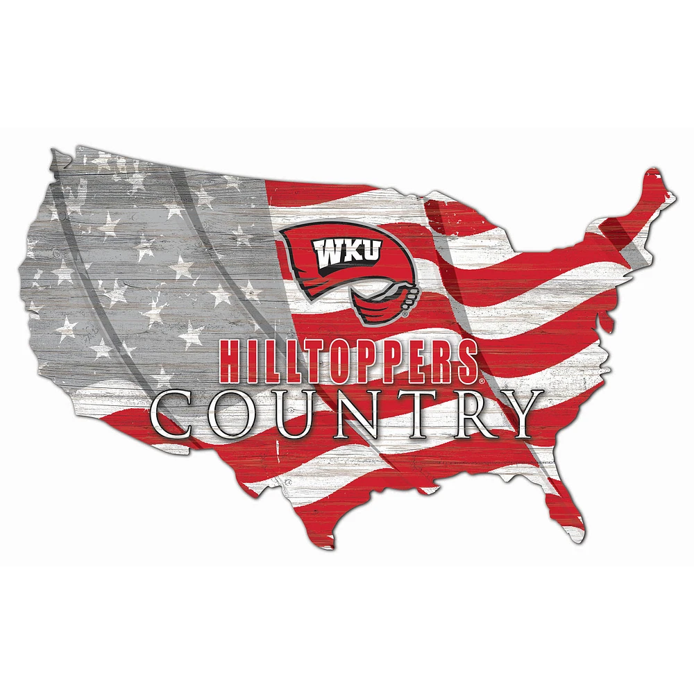 Western Kentucky Hilltoppers USA Flag Cutout Sign