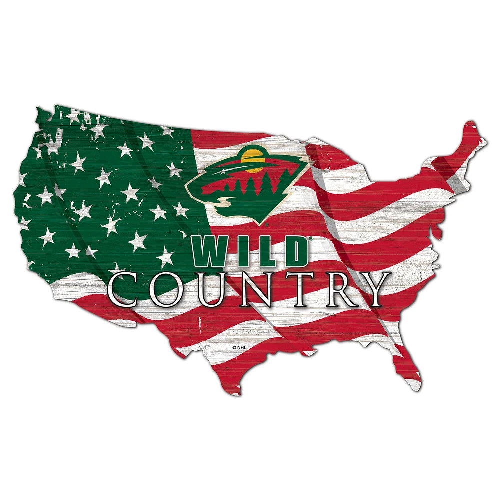 Minnesota Wild USA Flag Cutout Sign