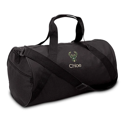 Youth Black Milwaukee Bucks Personalized Duffel Bag