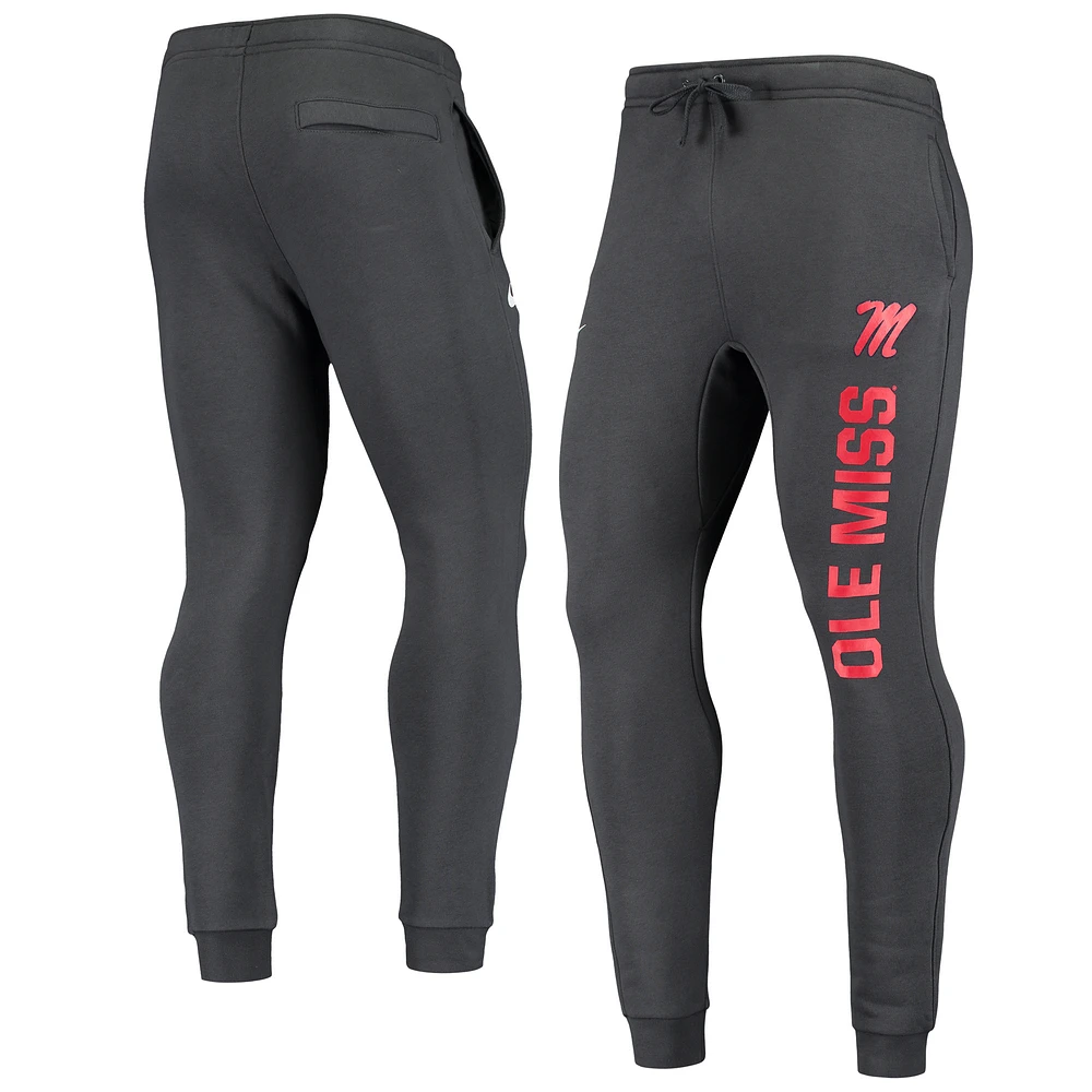 Men's Nike Anthracite Ole Miss Rebels Primary Logo Club Fleece Joggers