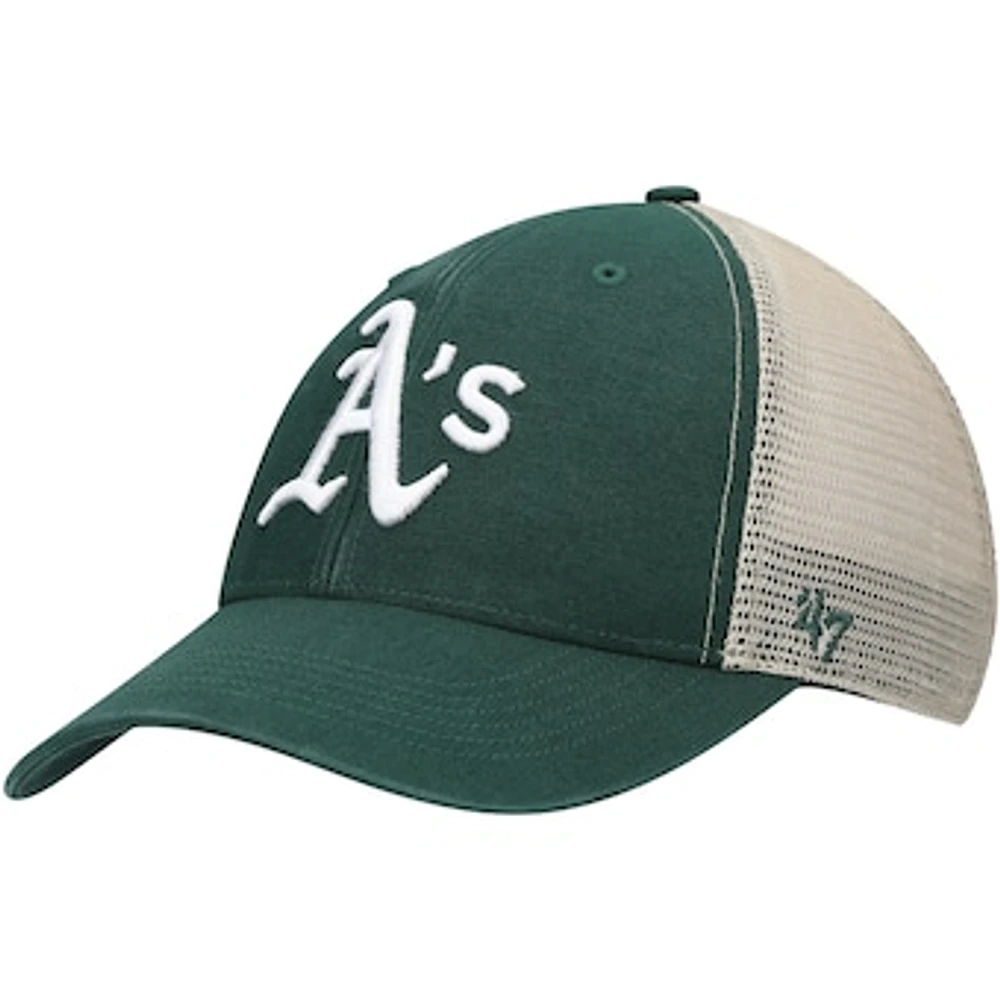 Men's '47 Green/Natural Athletics Flagship Washed MVP Trucker Snapback Hat