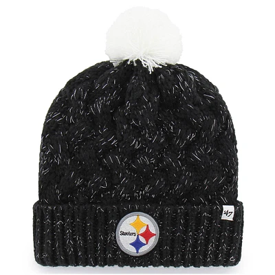 Women's '47 Black Pittsburgh Steelers Fiona Logo Cuffed Knit Hat with Pom