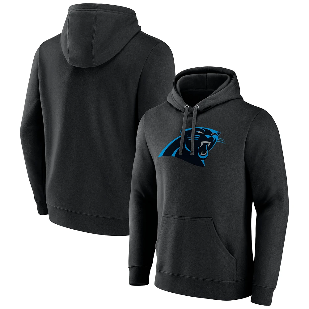 Men's Black Carolina Panthers Primary Logo Fitted Pullover Hoodie