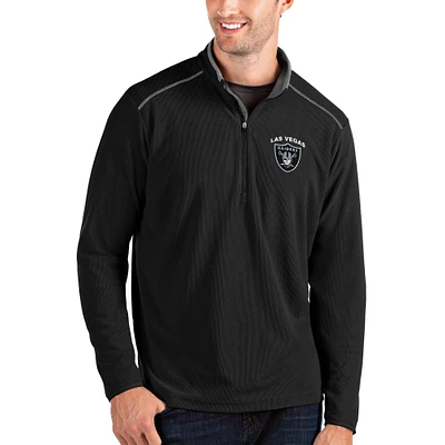 Men's Antigua Black/Silver Las Vegas Raiders Glacier Quarter-Zip Pullover Jacket