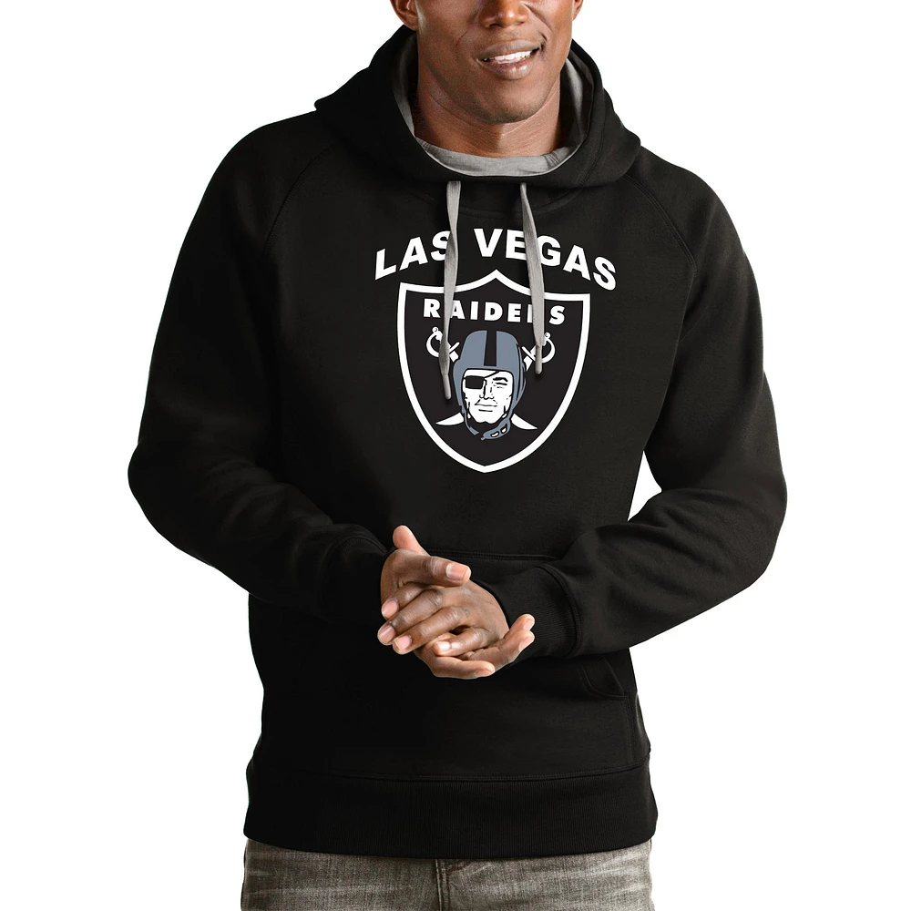 Men's Antigua Black Las Vegas Raiders Team Victory Pullover Hoodie