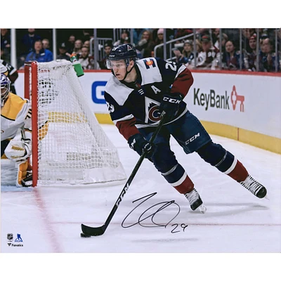 Nathan MacKinnon Colorado Avalanche Autographed 16" x 20" Navy Jersey Skating Photograph
