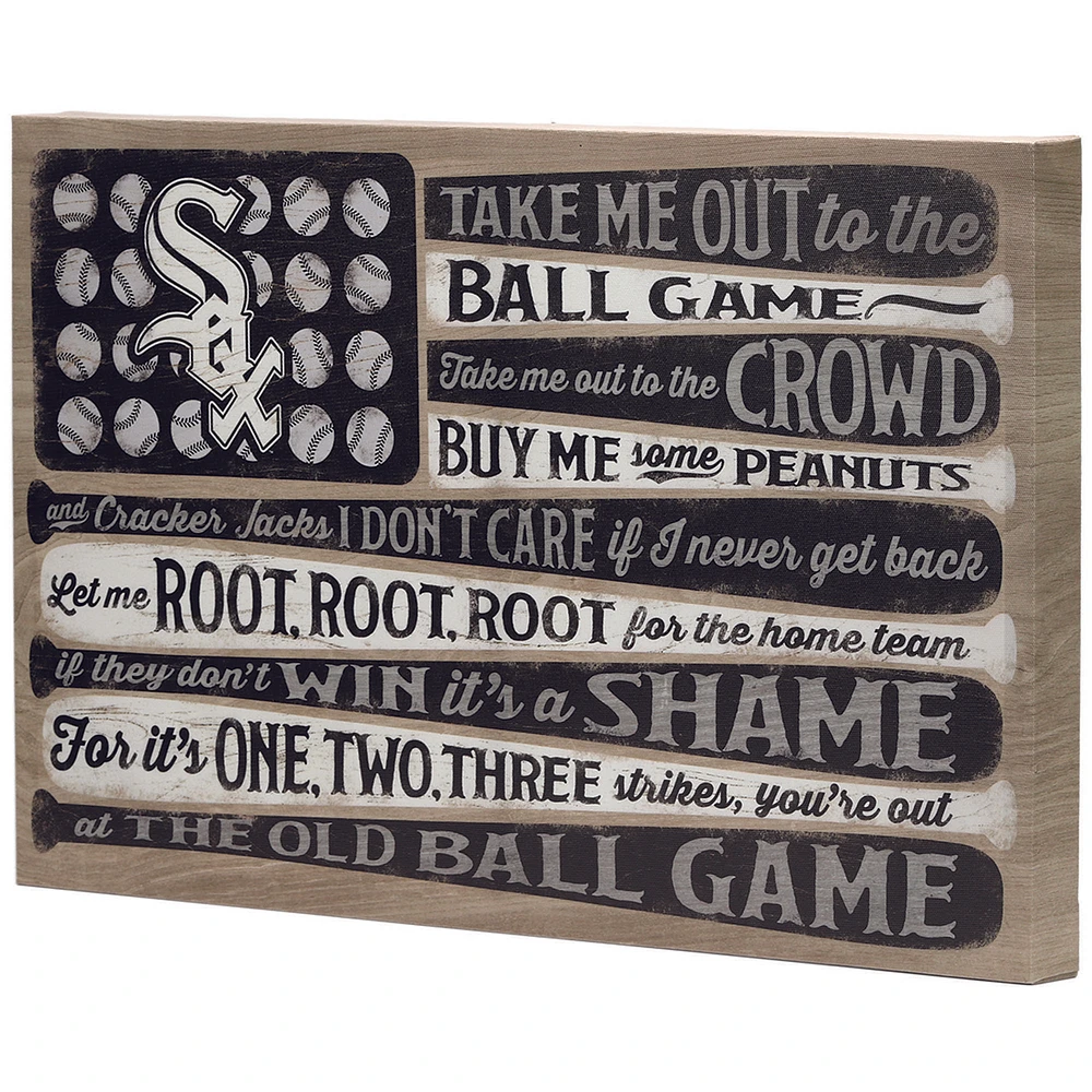 Chicago White Sox 15" x 23.5" Flag Ball Game Stretched Canvas Wall Art
