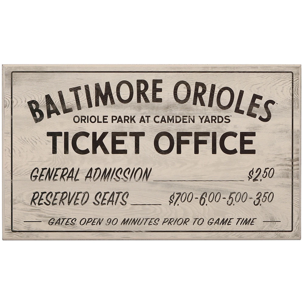 Baltimore Orioles 10" x 17" Ticket Office Wood Sign