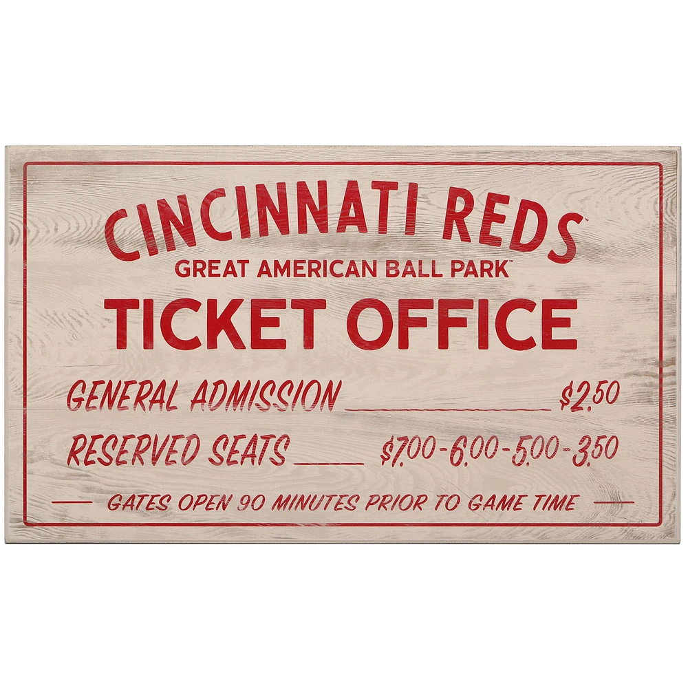 Cincinnati Reds 10" x 17" Ticket Office Wood Sign