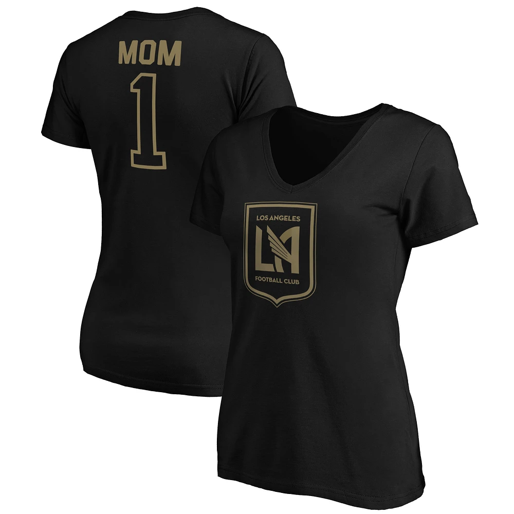 Women's Black LAFC #1 Mom V-Neck T-Shirt