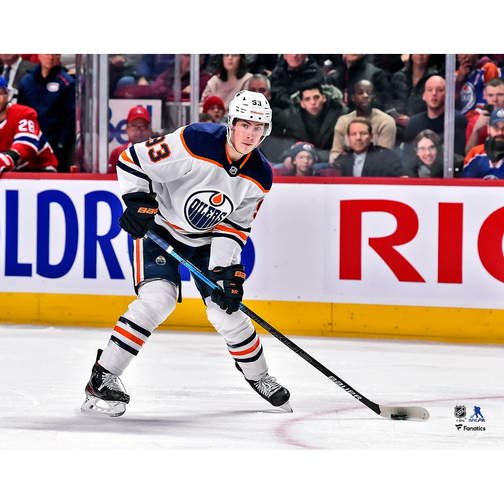Ryan Nugent-Hopkins Edmonton Oilers Unsigned White Jersey Skating Photograph