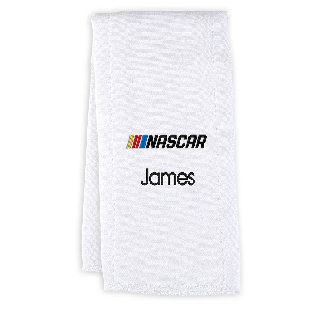 Newborn & Infant White NASCAR Personalized Burp Cloth