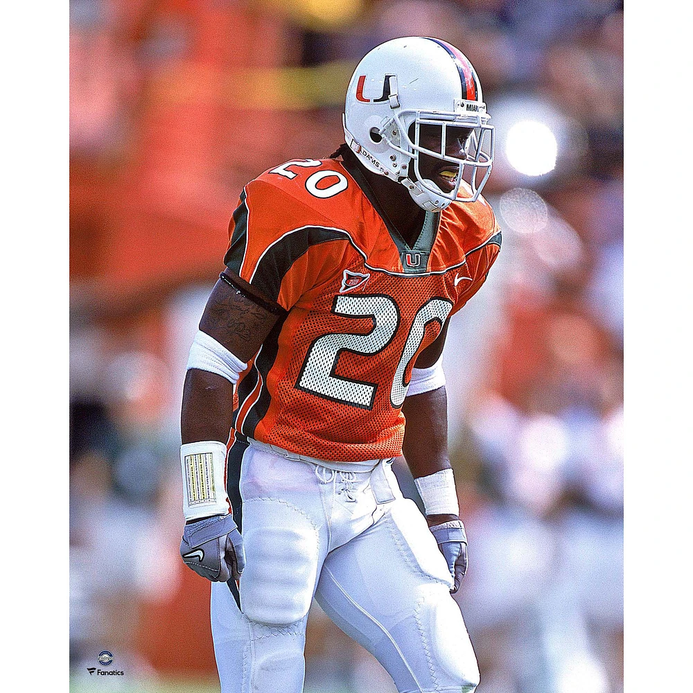 Ed Reed Miami Hurricanes Unsigned Defensive Stance Photograph