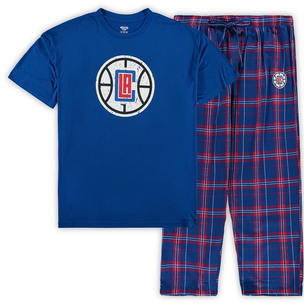 Men's Concepts Sport Royal LA Clippers Big & Tall Ethos Top and Pants Sleep Set