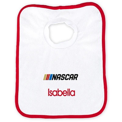 Newborn & Infant White/Red NASCAR Personalized Bib