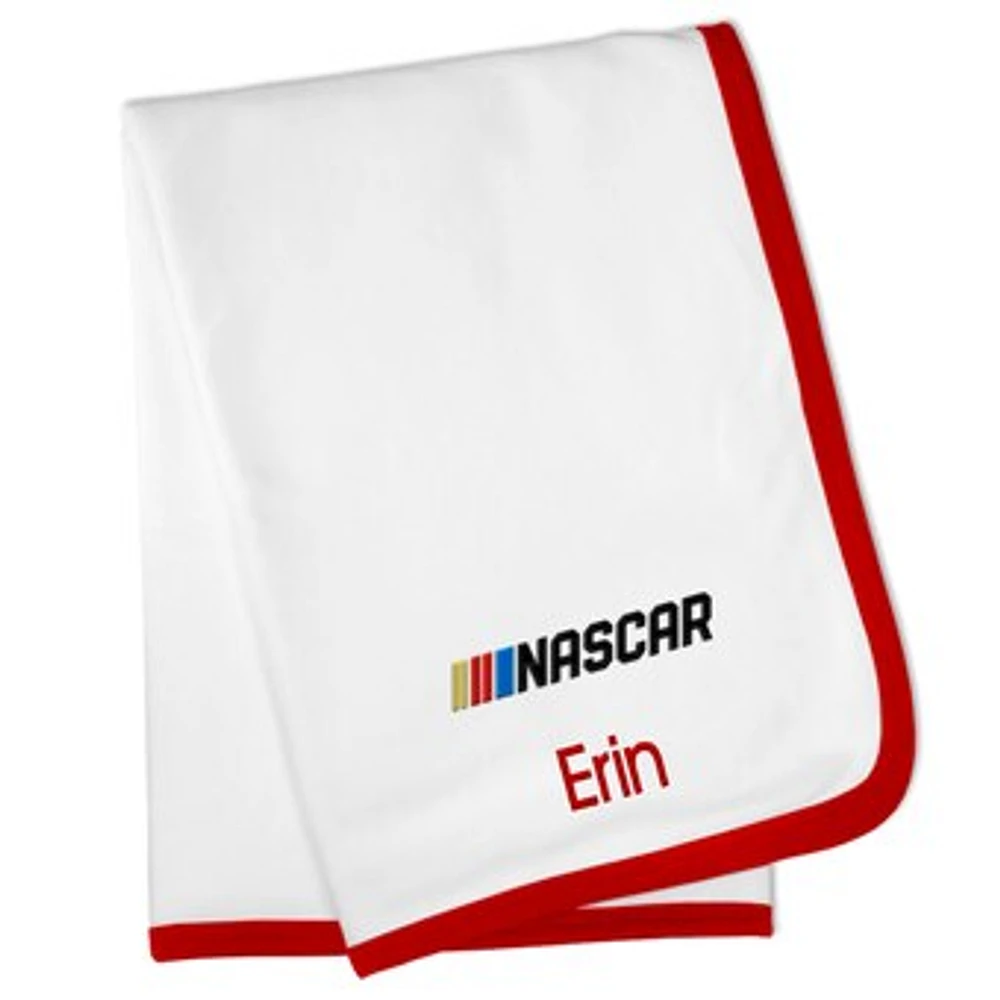Newborn & Infant White/Red NASCAR 30" x 36" Personalized Blanket