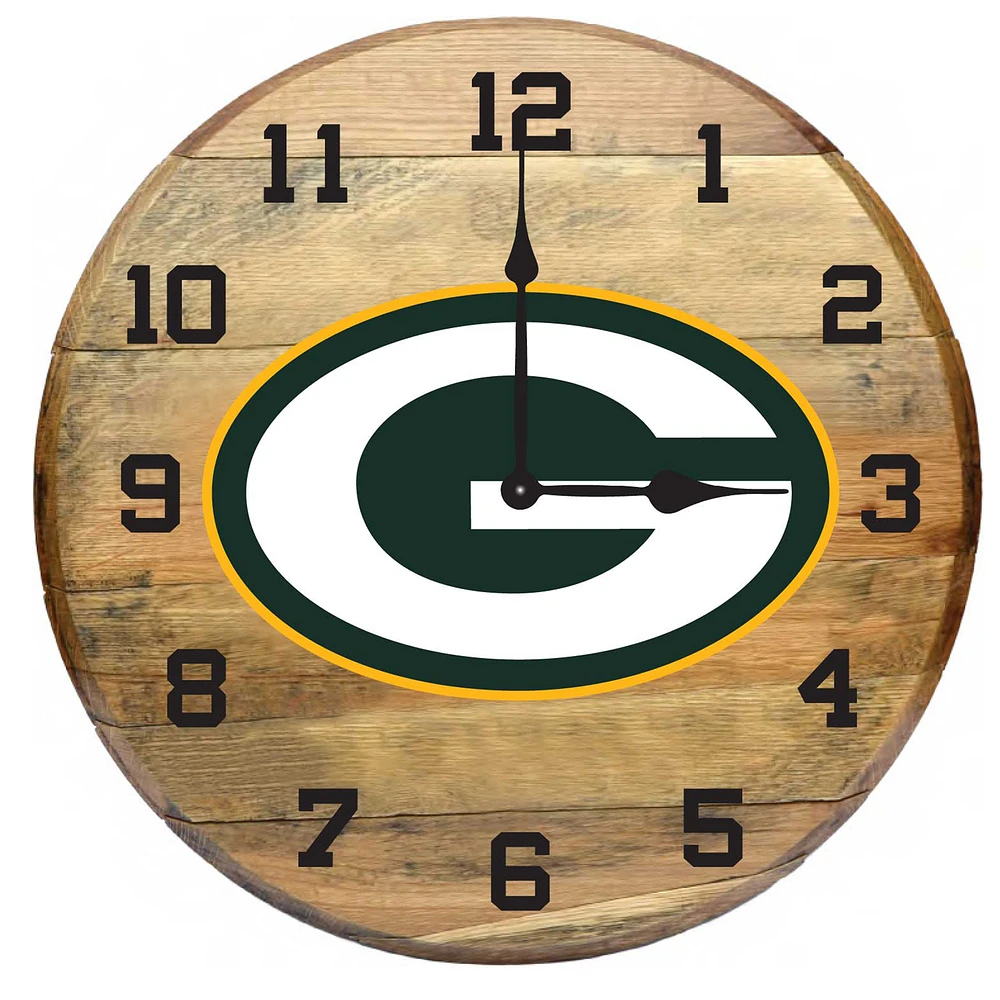 Imperial Green Bay Packers Oak Barrel Clock