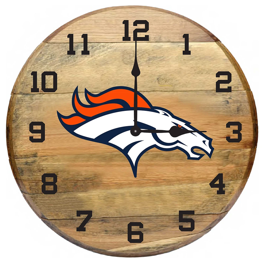 Imperial Denver Broncos Oak Barrel Clock