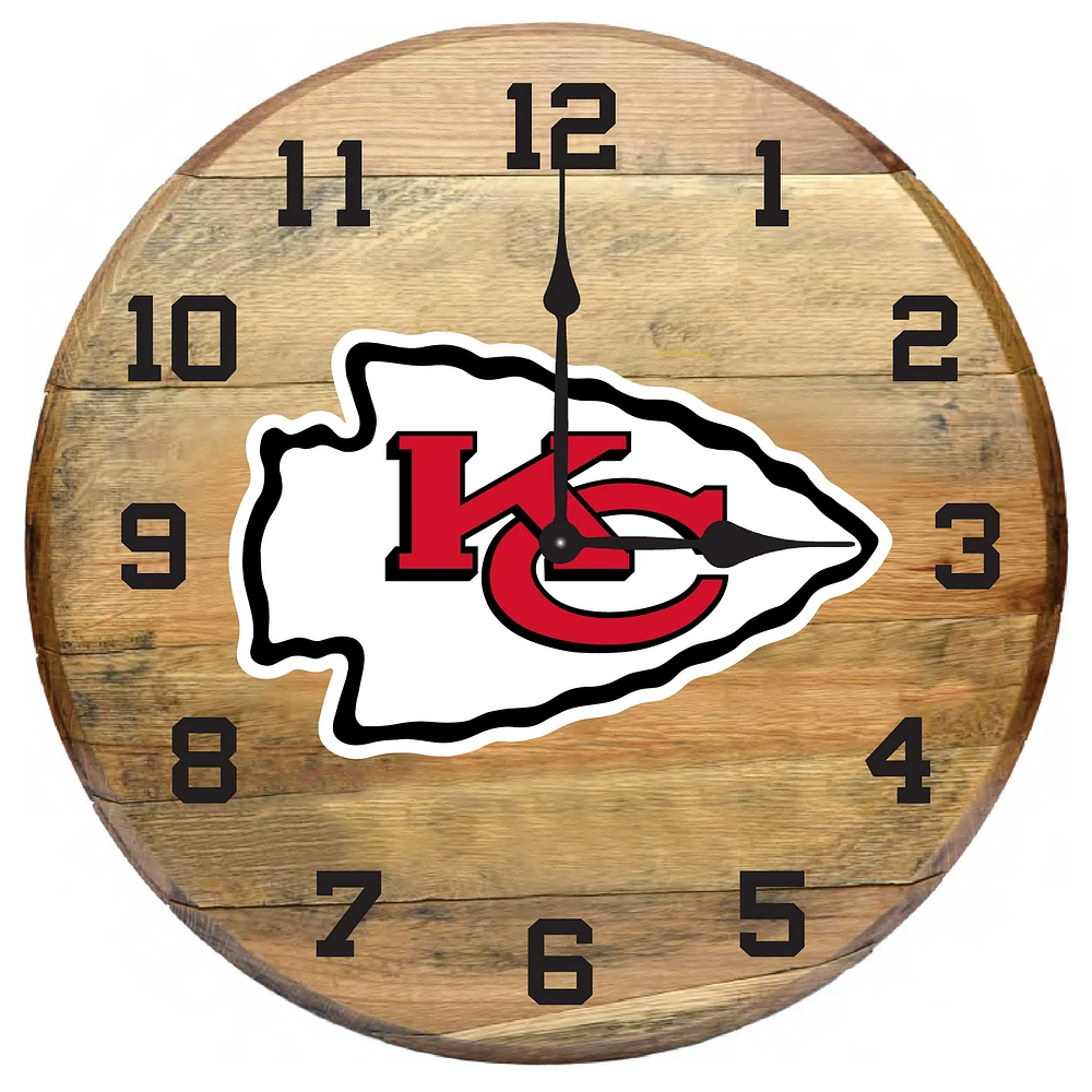 Imperial Kansas City Chiefs Oak Barrel Clock