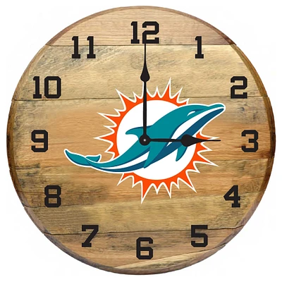 Imperial Miami Dolphins Oak Barrel Clock