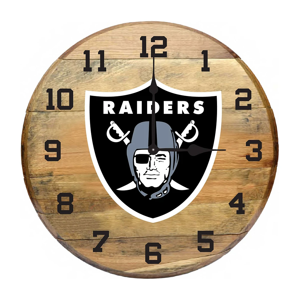 Imperial Las Vegas Raiders Oak Barrel Clock