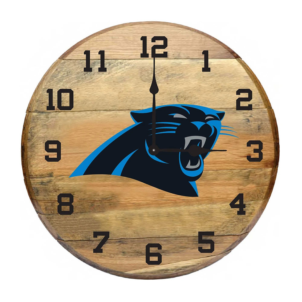 Imperial Carolina Panthers Oak Barrel Clock