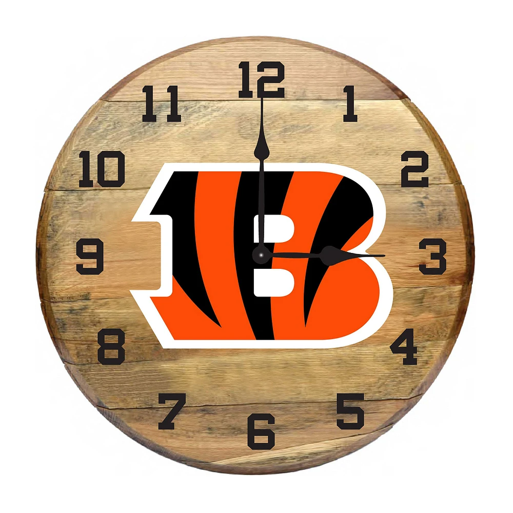 Imperial Cincinnati Bengals Oak Barrel Clock