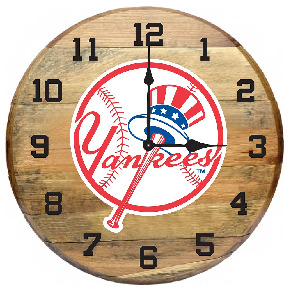 Imperial New York Yankees Oak Barrel Clock