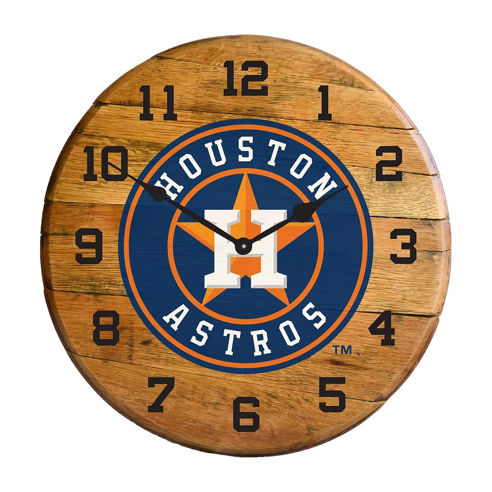 Imperial Houston Astros Oak Barrel Clock