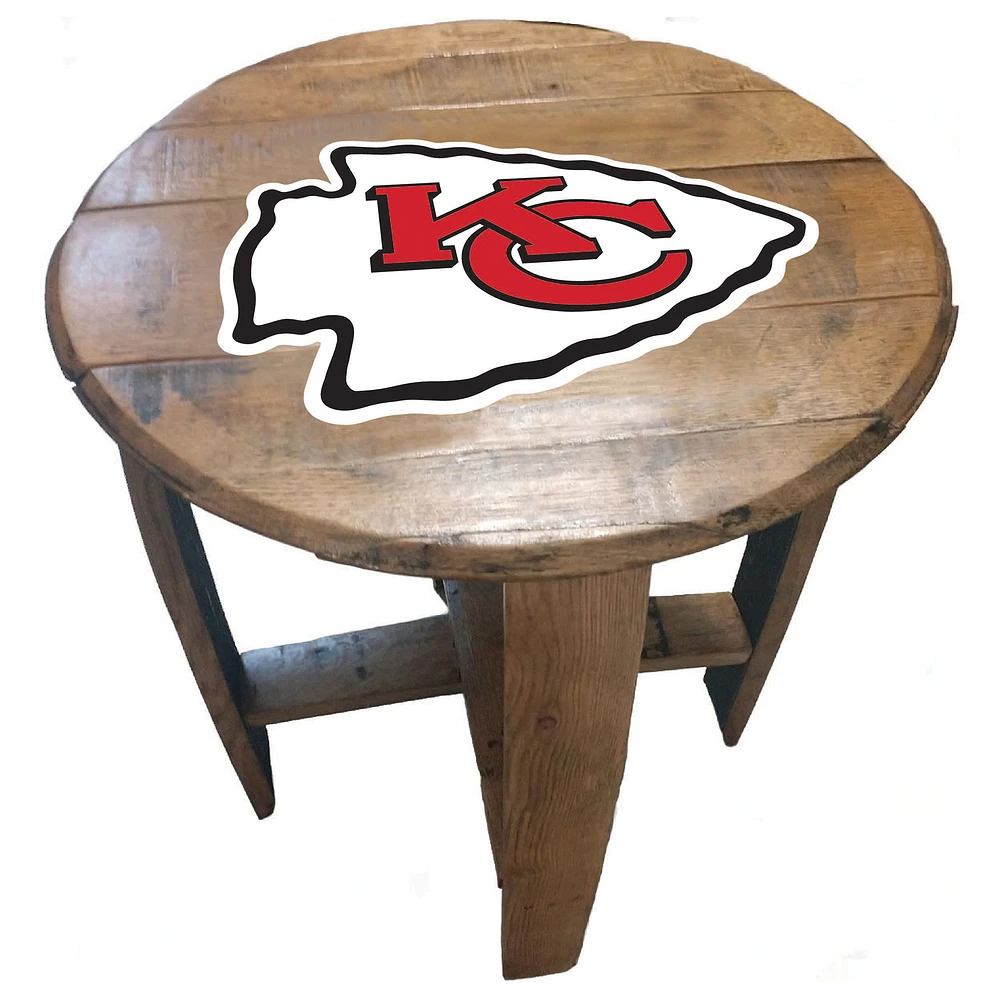 Imperial Kansas City Chiefs Oak Barrel Table