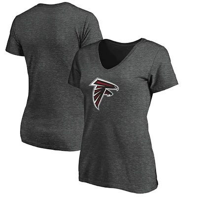 Women's Heather Gray Atlanta Falcons Primary Logo V-Neck T-Shirt