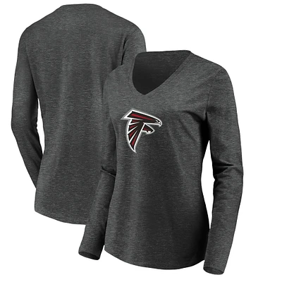 Women's Heather Gray Atlanta Falcons Primary Logo Long Sleeve T-Shirt