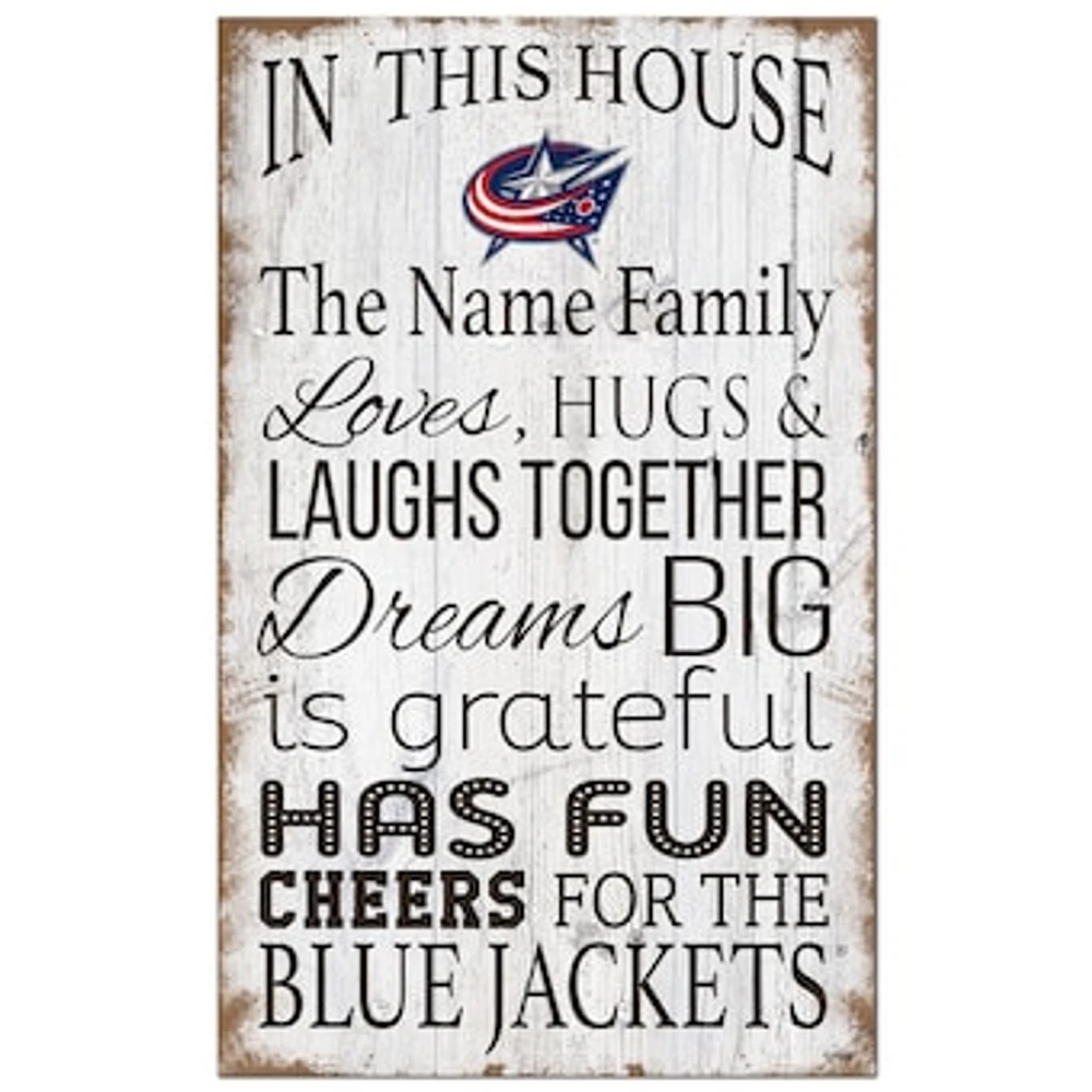 Columbus Blue Jackets Personalized 11" x 19" In This House Sign