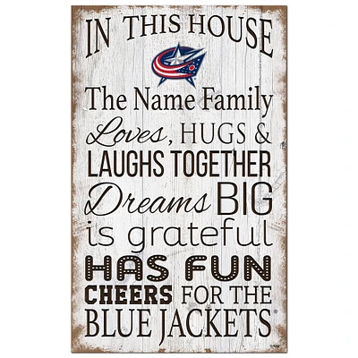 Columbus Blue Jackets Personalized 11" x 19" In This House Sign