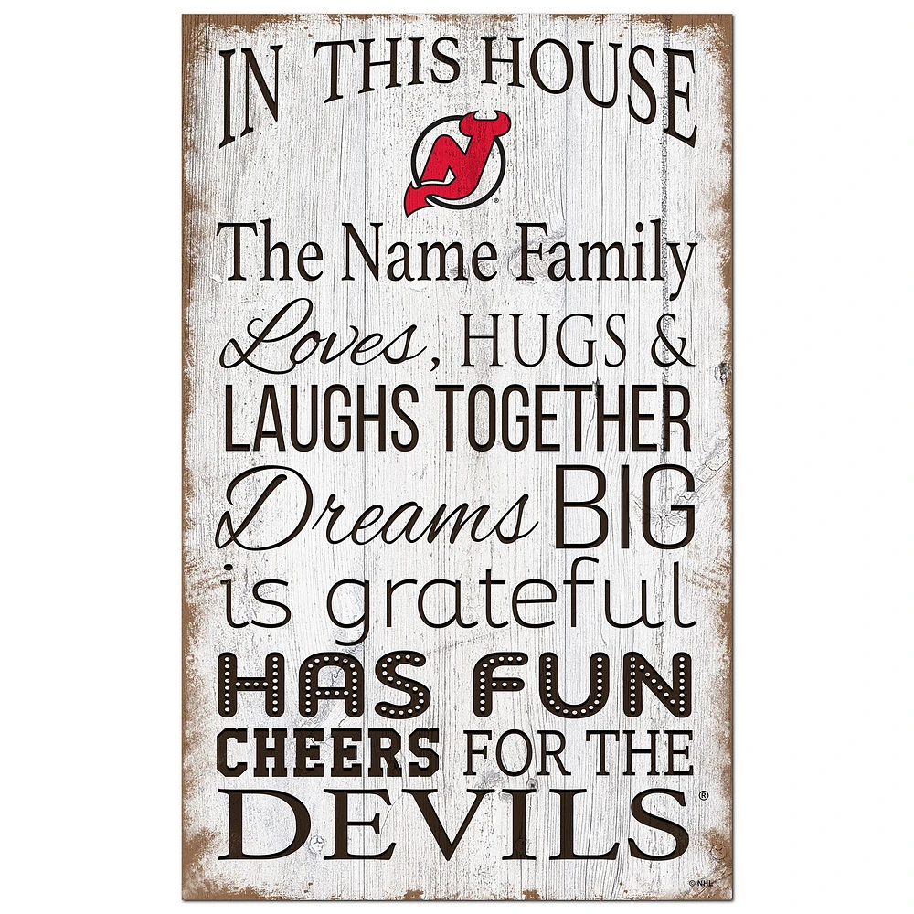 New Jersey Devils Personalized 11" x 19" In This House Sign