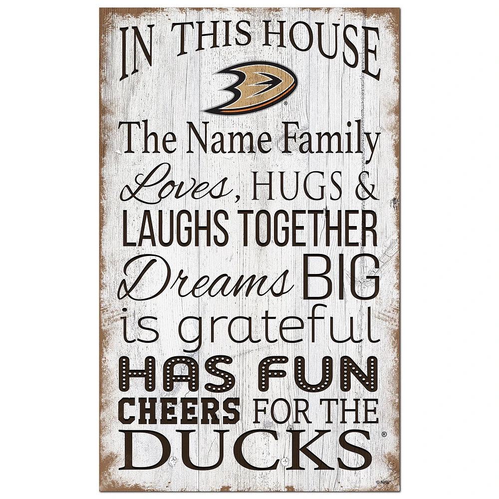 Anaheim Ducks Personalized 11" x 19" In This House Sign