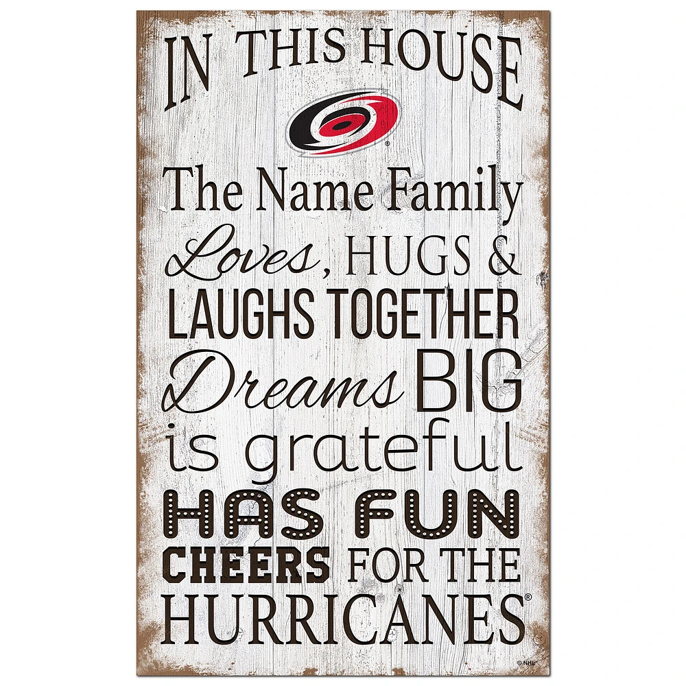 Carolina Hurricanes Personalized 11" x 19" In This House Sign