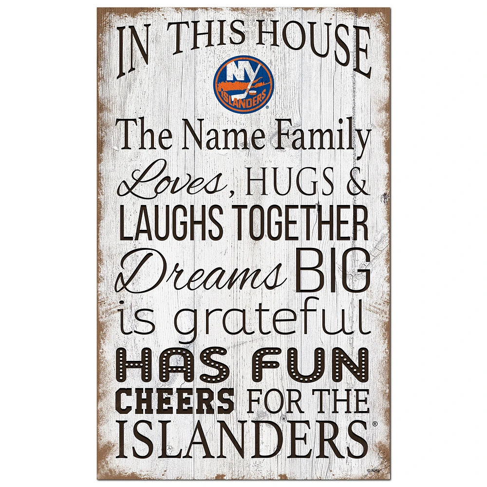 New York Islanders Personalized 11" x 19" In This House Sign