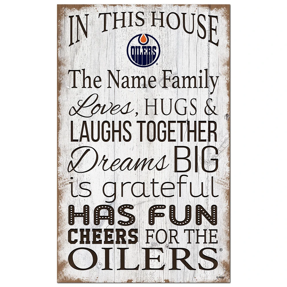 Edmonton Oilers Personalized 11" x 19" In This House Sign