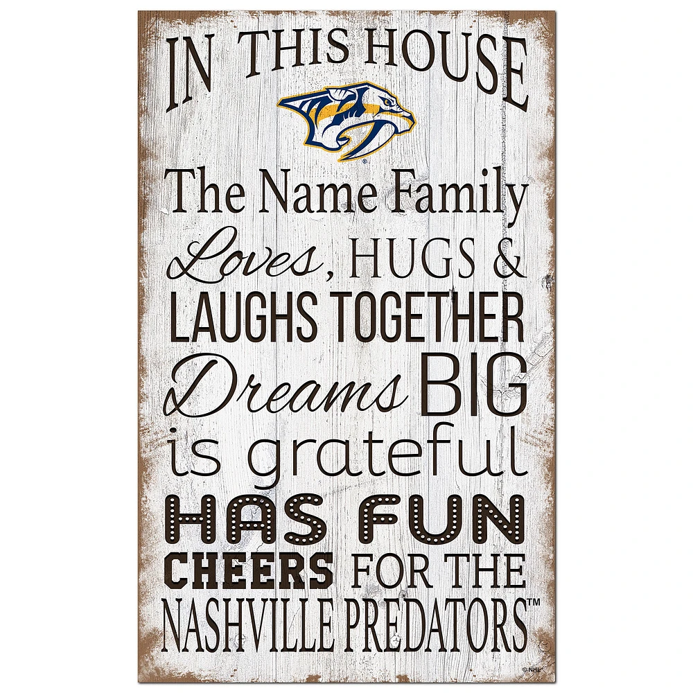 Nashville Predators Personalized 11" x 19" In This House Sign