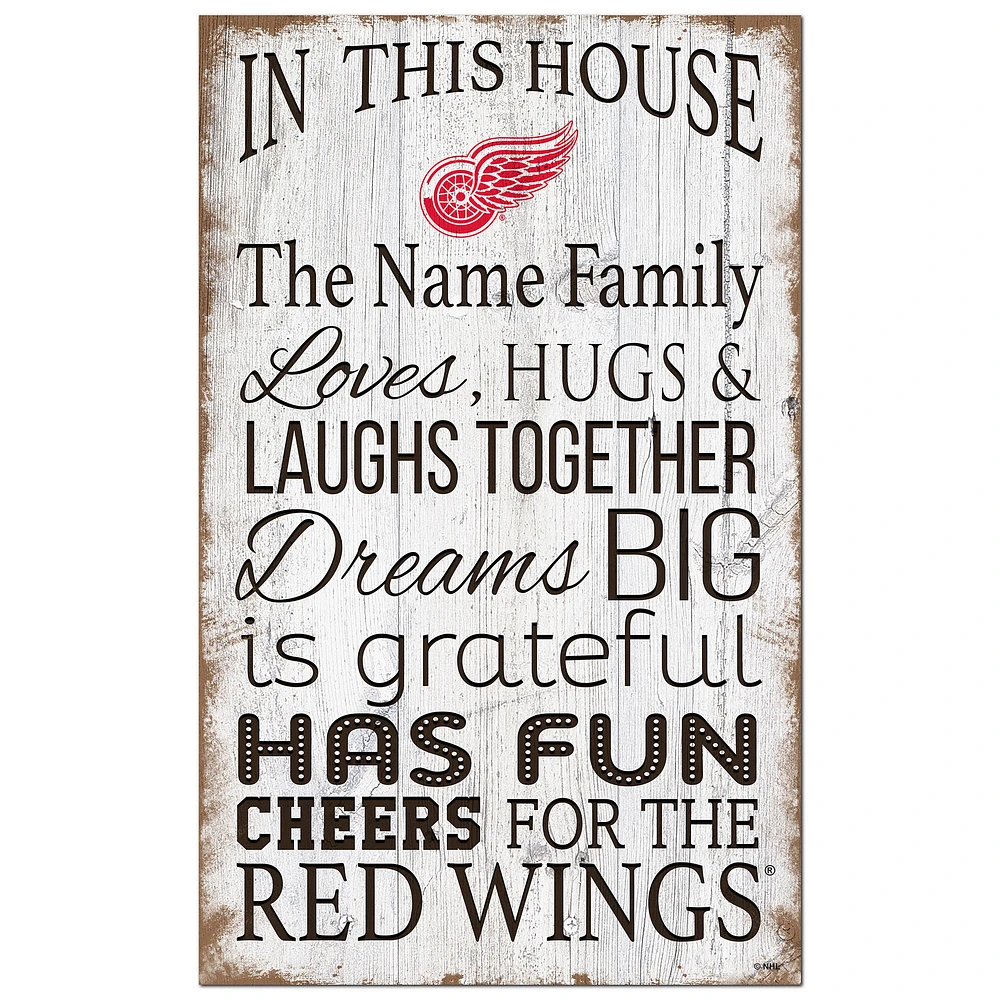 Detroit Red Wings Personalized 11" x 19" In This House Sign