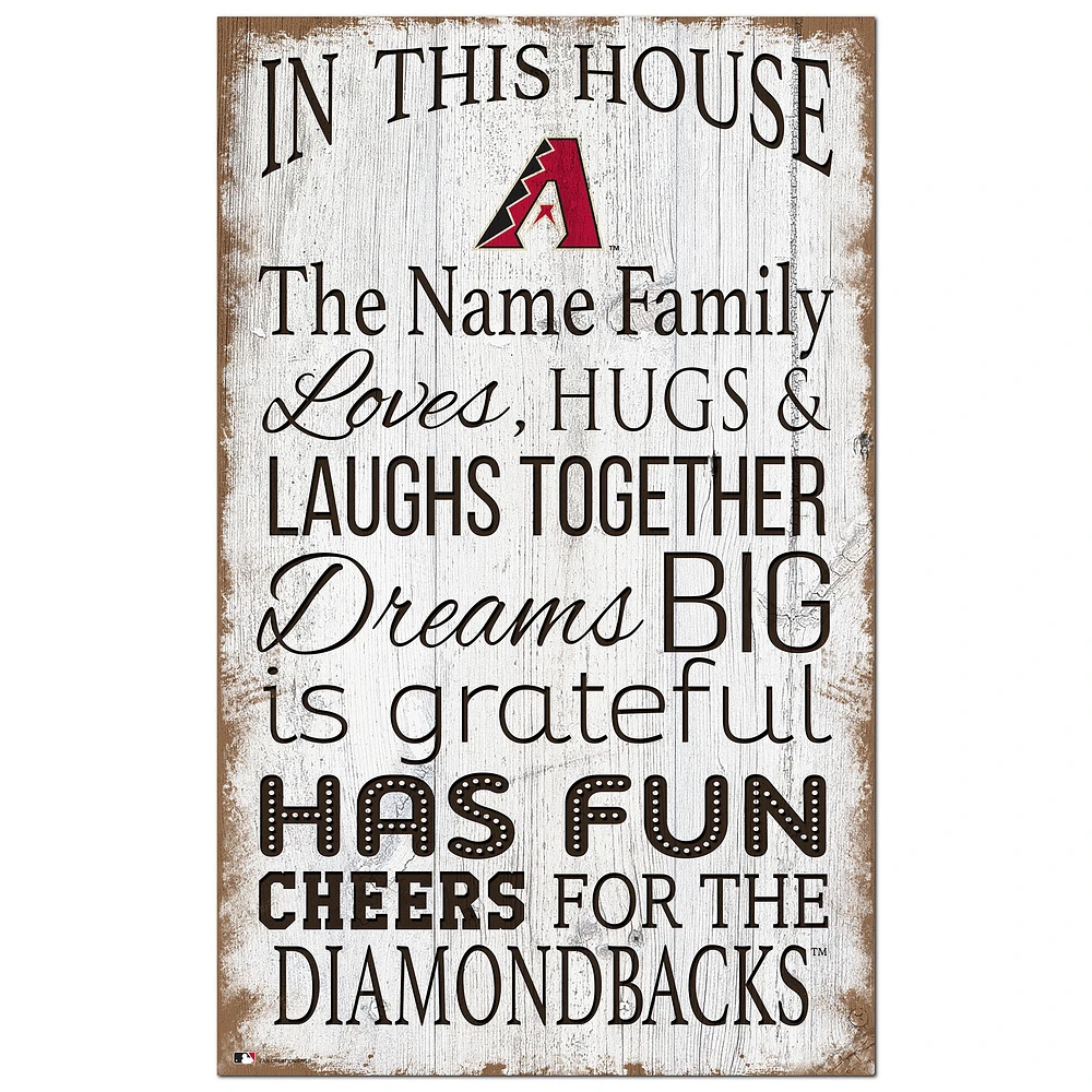 Arizona Diamondbacks Personalized 11" x 19" In This House Sign