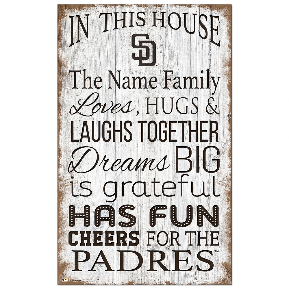 San Diego Padres Personalized 11" x 19" In This House Sign
