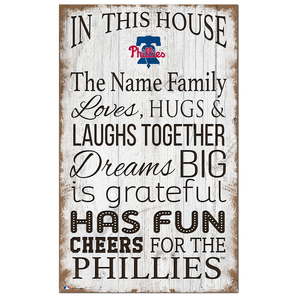 Philadelphia Phillies Personalized 11" x 19" In This House Sign