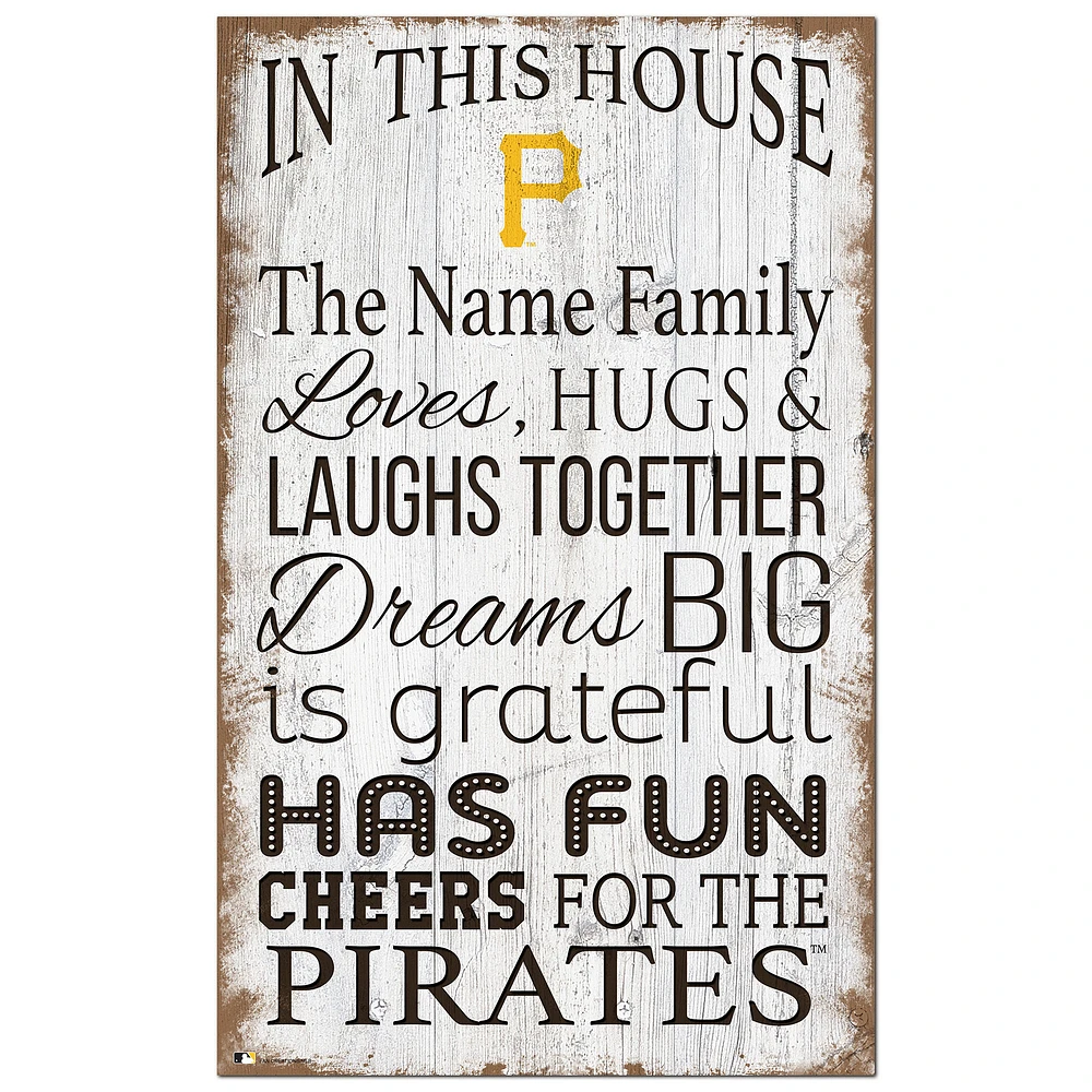 Pittsburgh Pirates Personalized 11" x 19" In This House Sign