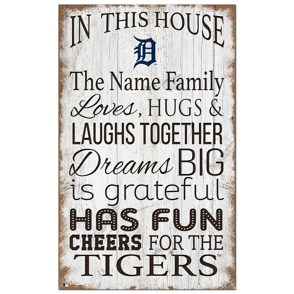 Detroit Tigers Personalized 11" x 19" In This House Sign
