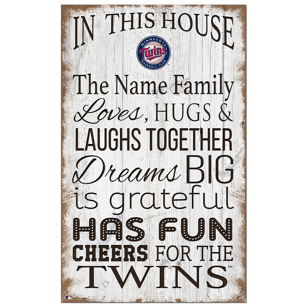 Minnesota Twins Personalized 11" x 19" In This House Sign